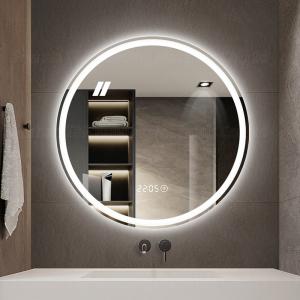 China Waterproof Frameless Touch Screen Vanity Smart Led Light Round Bathroom Silver Mirror wholesale