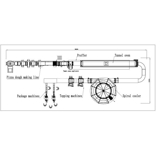 Complete Pizza Production Line With Proofing Room And Tunnel Oven And Spiral Cooler