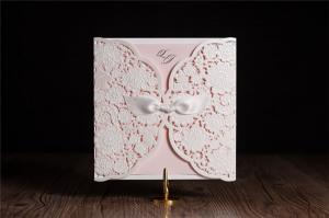 China Pink lace hand-cut wedding invitations Personality invitation card wholesale