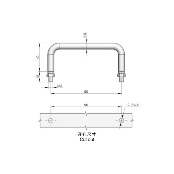 Industrial Cabinet door handle LS507-100 U shape door Pull handle with thread LS507-90