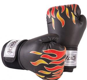 China 360 Wraparound Strap Boxing Training Gloves , OEM PU Black Boxing Gloves wholesale