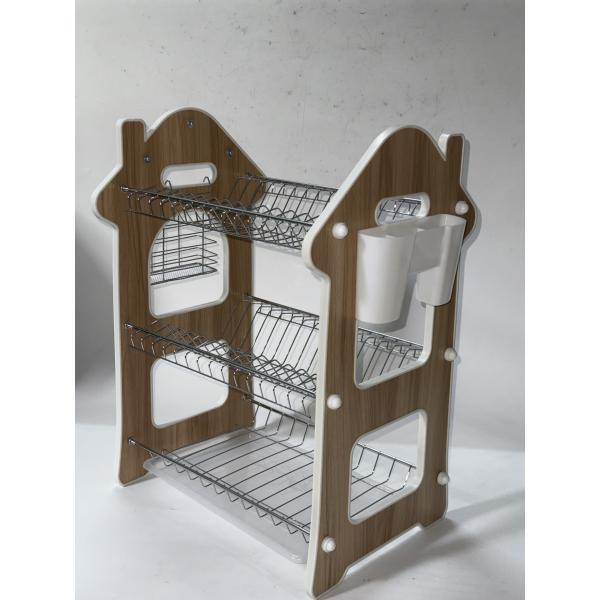 17pcs 3 layers dish rack ,bowl drainer , Drain water ,with House shape ,stainless steel +pp ,16pcs to 22pcs dish