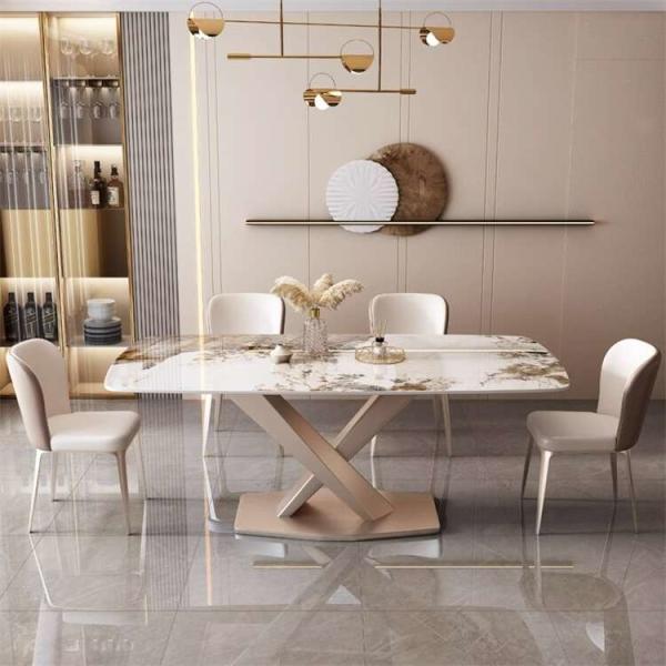 Customized Modern Luxury Dining Table Set With Sintered Stone Table Top
