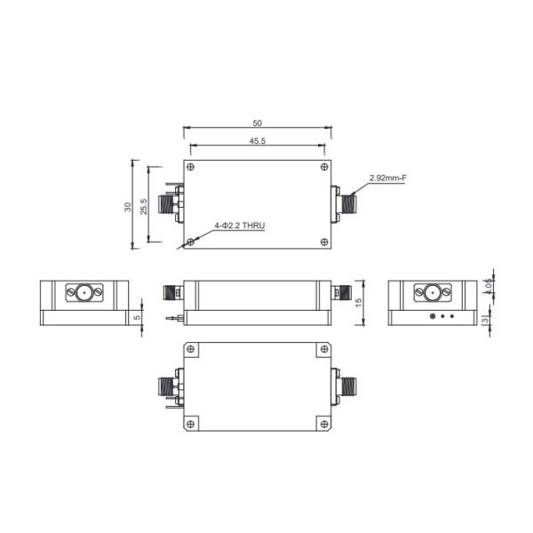 1-20 GHz EMC Wideband Power Amplifier Psat 16 dBm Wideband RF Amplifier