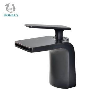 China ISO Antique Black Hot And Cold Wash Basin Taps Waterfall Basin Faucet Set on sale