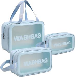 China Clear Toiletry Bag 3 PCS Makeup Cosmetic Transparent Travel Wash Bag For Women wholesale
