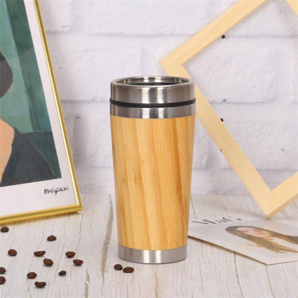 Travel Bpa Free 450ml Bamboo Coffee Cup With Slide Lock Lid