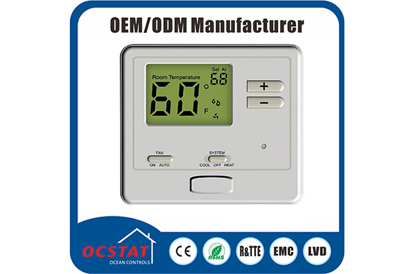 Horizontal AC Digital Non Programmable Thermostat Single Stage Heating Cooling
