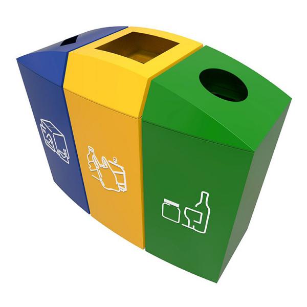 Public Recycling 45L Three Compartment Garbage Can