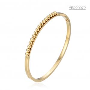 China Anti Rust Fadeless Gold Rhinestone Bracelet 16 Round Gold Beads Bangles on sale