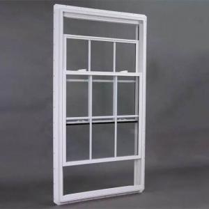 China Vertical Sliding UPVC Double Hung Windows Clear Tempered Glass wholesale