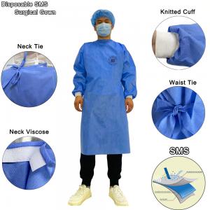 China Low Linting Full Length Healthcare Gowns Lightweight Disposable SMS Surgical Gown wholesale
