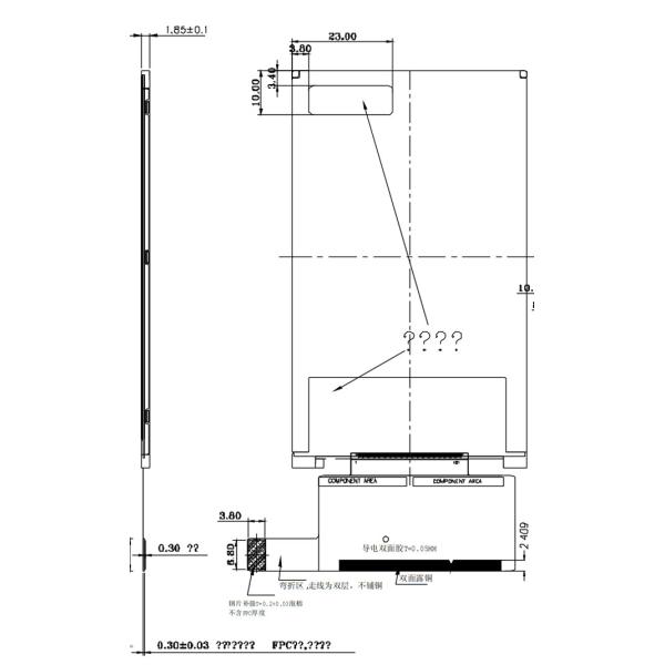 HX8369 Display TFT LCD 3.7 Inch 480x800 IPS For Smart Devices Front Screen