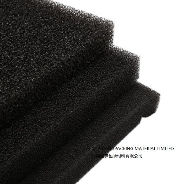 Black RoHS Open Cell Foam Filter Material , 10 PPI Reticulated Polyurethane Foam