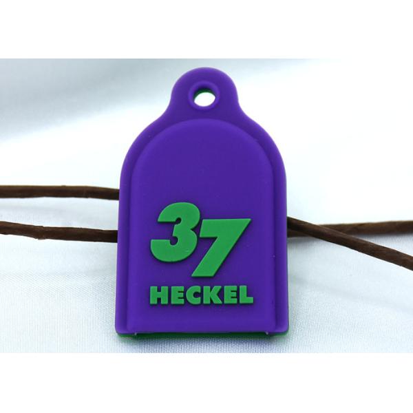 Embossed Matt PVC Rubber Keychain SGS 3D PVC Keychain Purple Red White