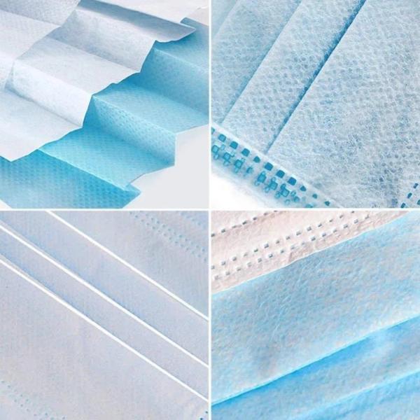 Disposable 3 Ply Meltblown Non-Woven Fabric Blue Face Mask 3 Layer Personal Air Pollution Dental
