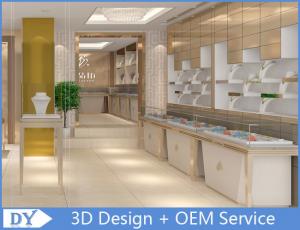 China OEM White Store Jewelry Display Cases With LED Light , Jewellery Showroom Counter wholesale