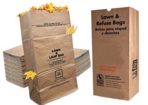 China 30 Gal Biodegradable Kraft Paper Bags 120gsm Large Paper Refuse Sacks wholesale