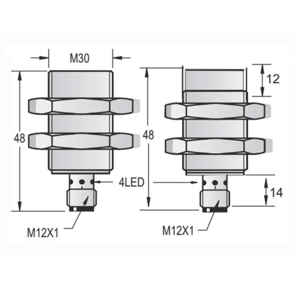10mm 15mm Cylindrical Inductive Proximity Sensor Switch DC M30 Shorter Brass Material Body With M12 Connector