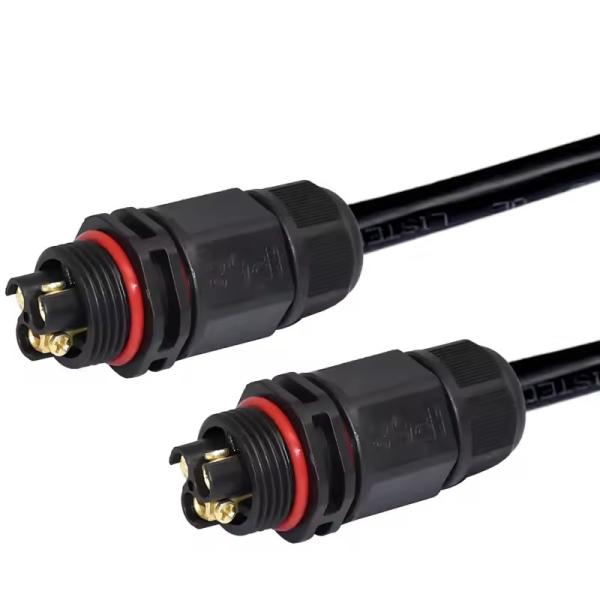 Black Coating Waterproof Power Connector with Rated Voltage 250V AC and 10 MΩ Contact Resistance