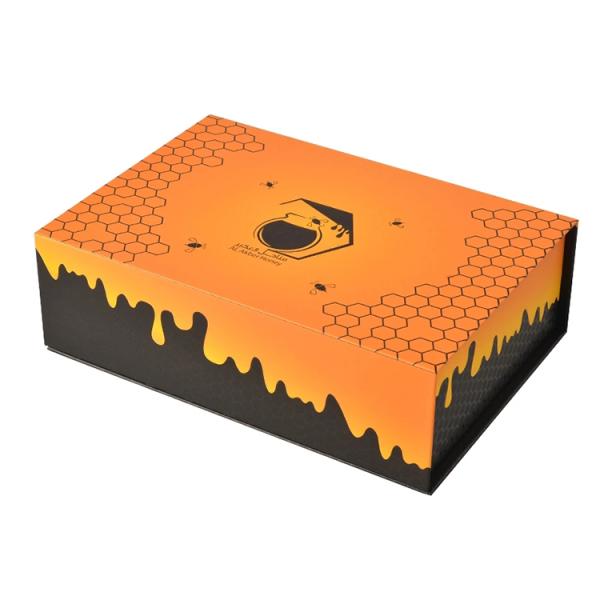 Black Orange Custom Magnetic Closure Gift Boxes Matte Foldable Packaging Box For Honey