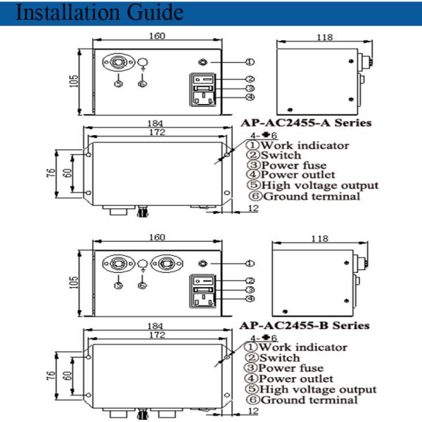 Professional AP-AC 2455-28A Anti Static Device Power Supply for Generator Ionizer