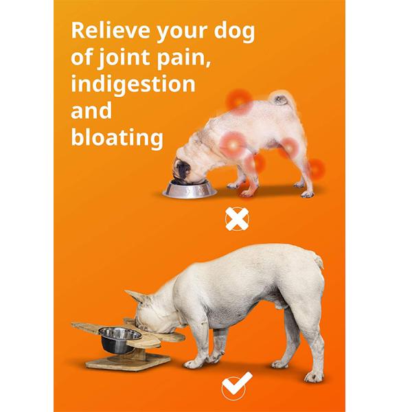 2023 Non-folding Rack Elevated Bamboo Pet Feeder With Stainless-steel Food And Water Bowls