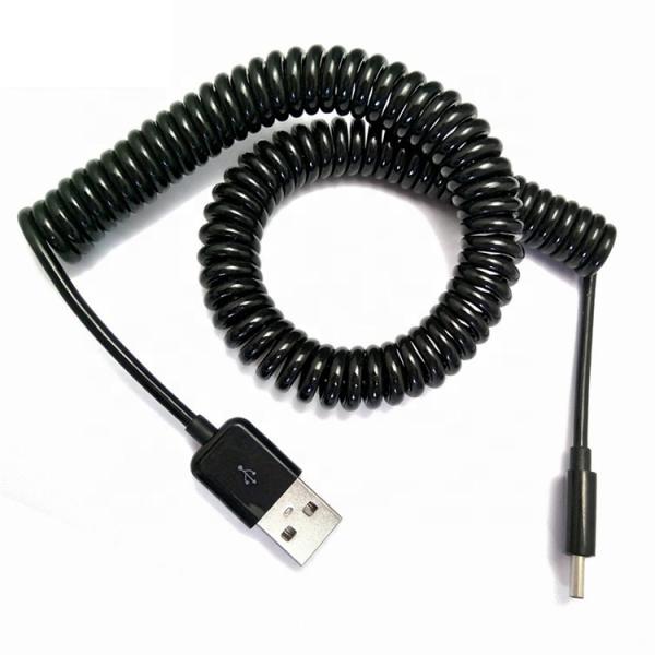 Custom Retractable 1M 2M 3M Data Charging Spiral Coiled Mini USB 5 PIN to USB Charger Cable