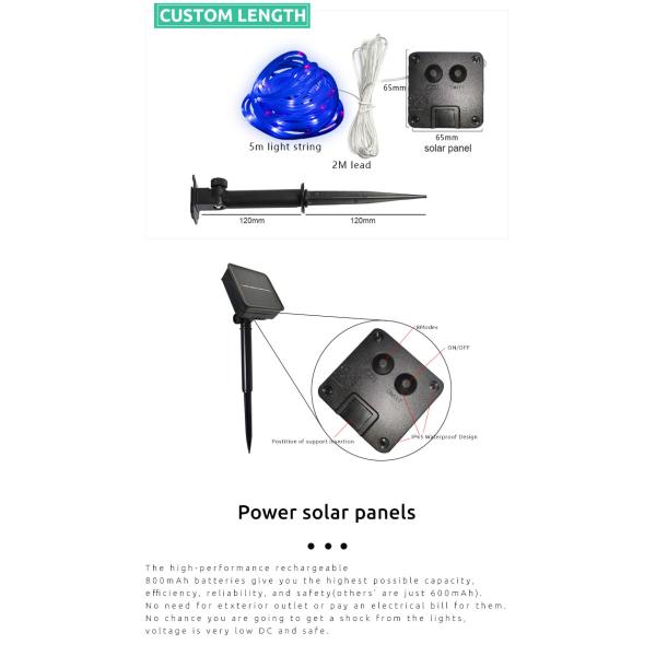 Color Changing Solar Powered Led Strip Lights Waterproof Ip44 Multipurpose String Light