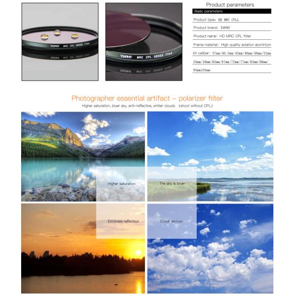 HD 77mm 82mm Ultra Slim Black Optical Glass CPL Polarizer Filter For Photography Scenery
