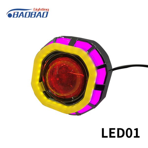 LED01 Double angel eye without fan motorcycle led headlight projector lens