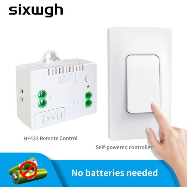 SIXWGH 433Mhz Wireless Wall Switches Self-Powered Waterproof Remote Control Light Switch