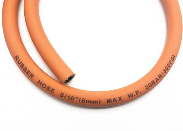 NBR Material Orange Rubber Lpg Gas Hose 5 / 16 Inch for Domestic Cooking