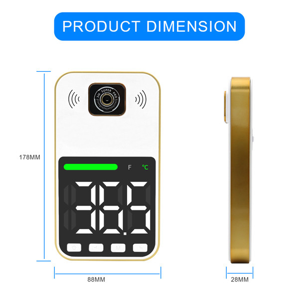 Wall Mounted Non Contact Infrared Thermometer LED Display With Fever Alarm