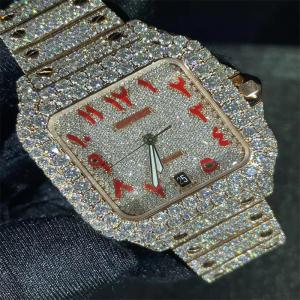 China Santos OEM Moissanite Watch OEM Hand Setting Dial Diamond Watch wholesale