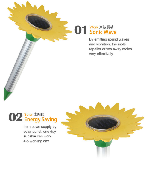 Artificial flower solar ultrasonic mice repeller sonic wave durable anti snake device