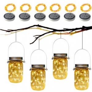China 8 pack Solar lamp Mason Jar lights fairy Lid String with 8 Hangers Decorations for Party on sale