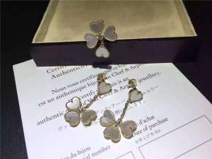 China Van Cleef Sweet Alhambra Earrings , White Mother Of Pearl Earrings With Round Diamond wholesale