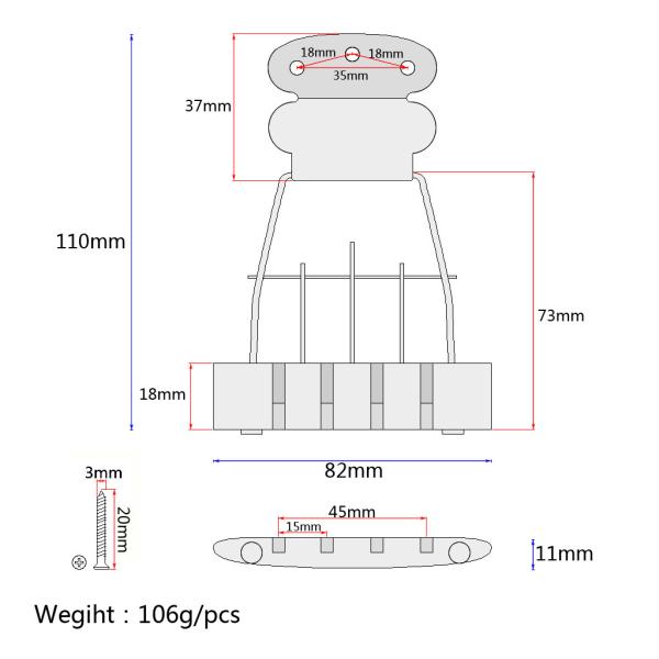 Jazz Bass Bridge Tailpiece Silver 4 Strings Low Tailpieces Replacement Zinc Alloy