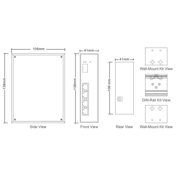 Fast Ethernet PoE Switch,Unmanaged,4x10/100Base-TX + 1x100Base-FX SFP / 4xPoE