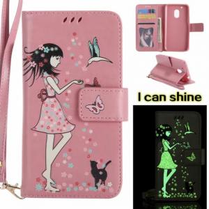 China MOTO G4 Play  Luminous 3D Girl pattern leather Case with Cash Slots Stand Wristlet Strap wholesale