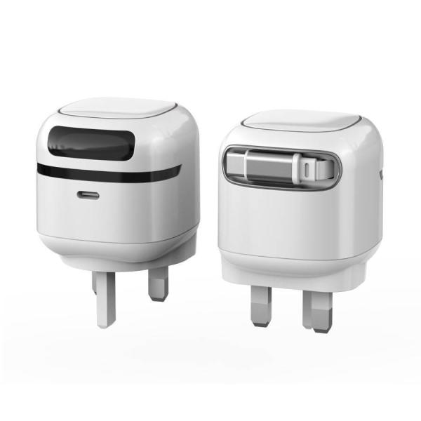 Fast Charging Technology 65W PD Retractable Wall Charger for Universal Phone Charging