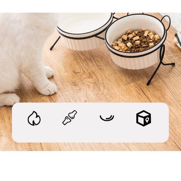 Custom Ceramic Custom Pet Bowls Feeders Rounded Shape With Shelf