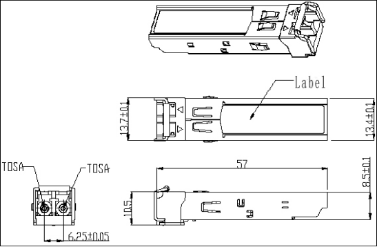 Dual Tx 1310nm Fiber Optic Transceiver 3Gbps Sfp Gigabit Ethernet Module