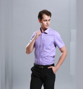 China Men Business Dress Shirts Short Sleeve Stylish Anti - Pilling Turn Down Collar on sale