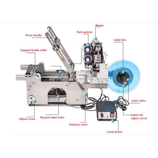 Semi Automatic Round Bottle Labeler, Labeling Machine with Production Date,batch Number Code Printing