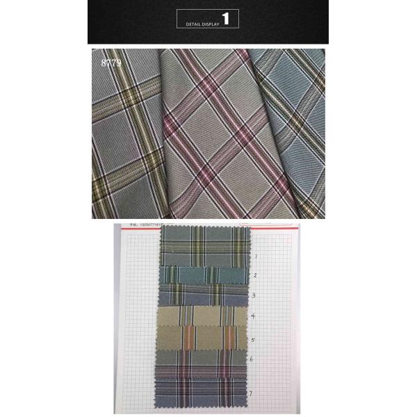Stretch Polyester Rayon Yarn Dyed Gingham TR Check Fabrics Twill Plaid