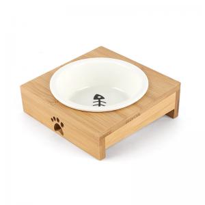 China  				Wholesale Pet Feeder Wooden Ceramic Dog Bowls with Stand 	         wholesale