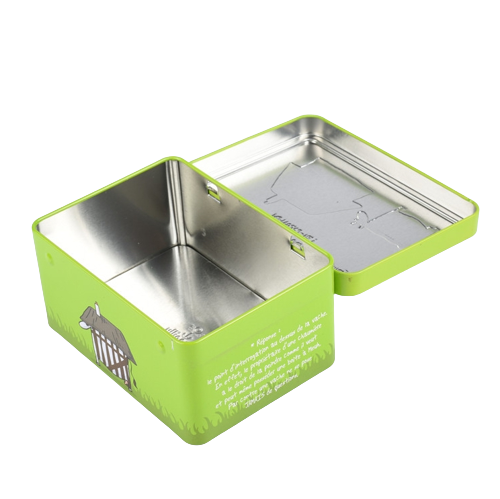 Personalized Rectangular Empty Cookie Tins Can With Hinged Stackable And Embossing Lid