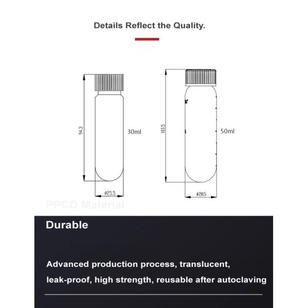 High Speed Centrifuge Tube Autoclavable in 30ml 50ml Sizes PPCO Material for Beckman Centrifuge